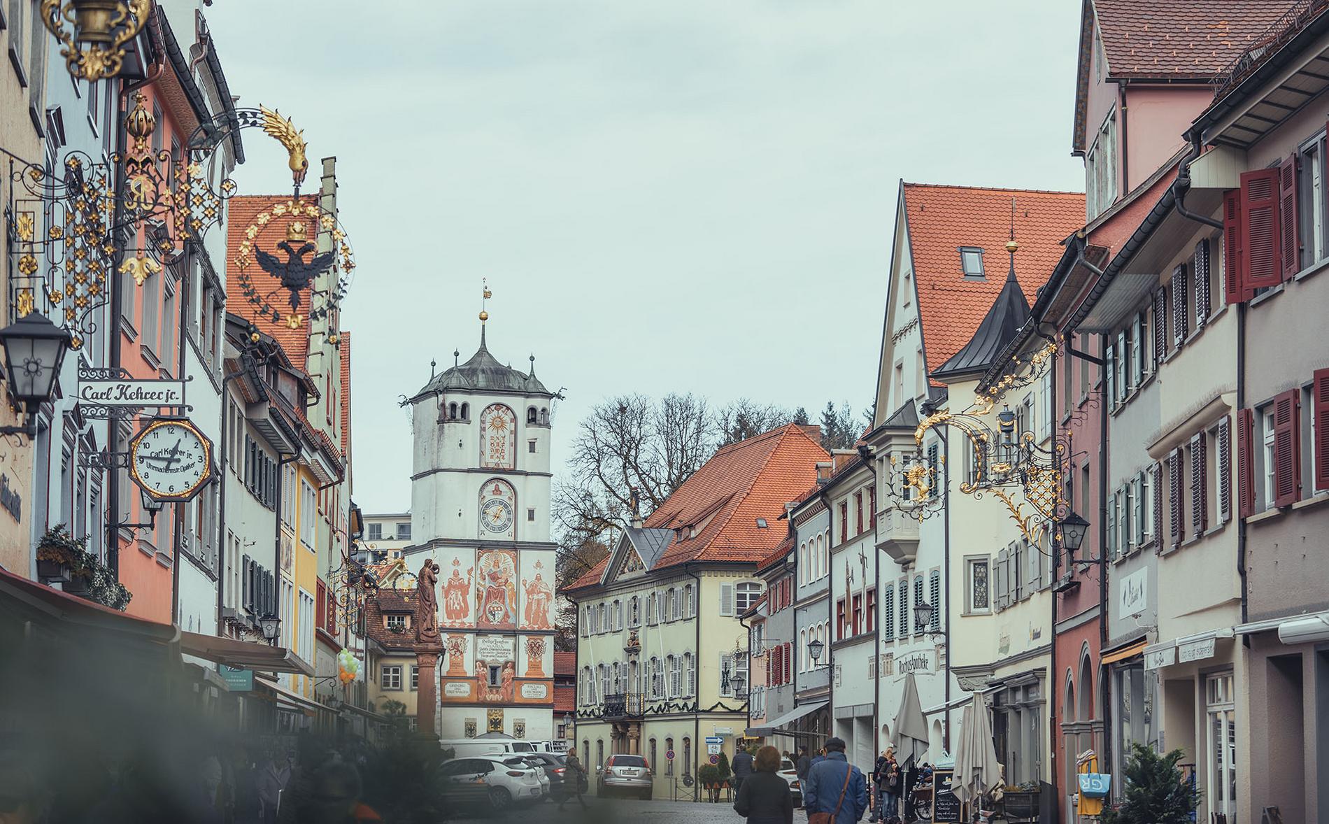 Historische Altstadt von Wangen im Allgäu mit Stadtturm