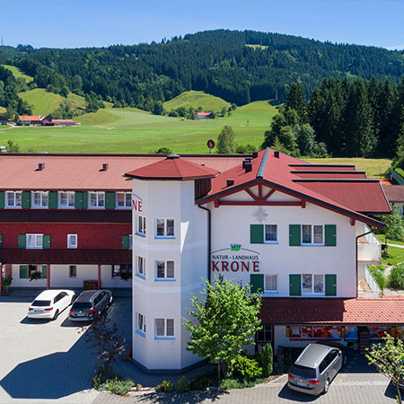 Natur-Landhaus Krone in Maierhöfen im Allgäu aus der Vogelperspektive