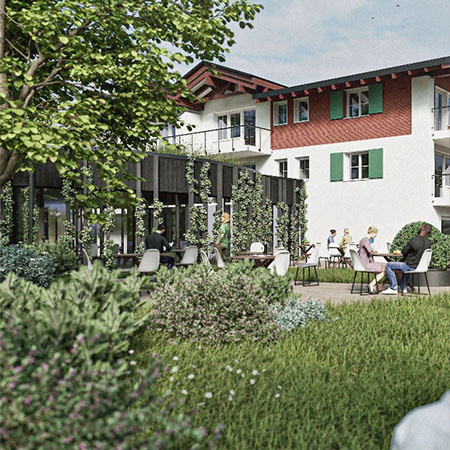 Hotel fanny Allgäu Außenansicht und Garten