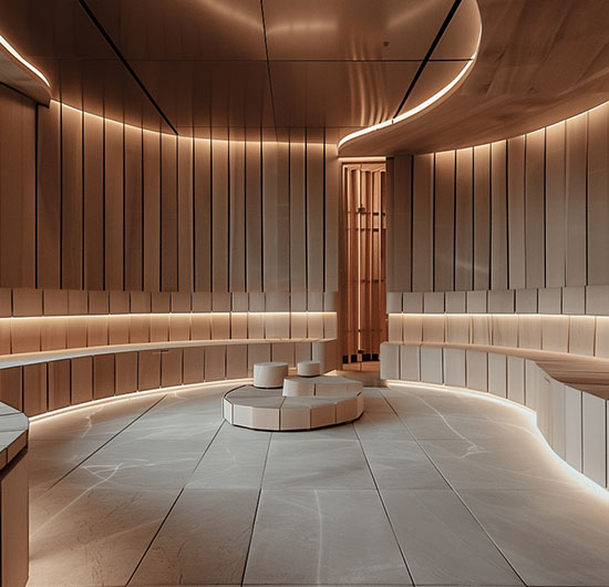 Moderner Sauna- und Wellnessbereich mit Holzdesign