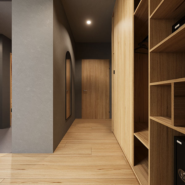 Eingangsbereich mit Kleiderschrank und Spiegel