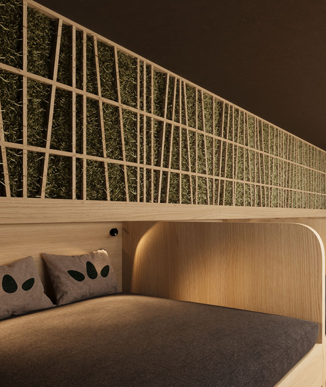 Ruhiger Wellnessbereich mit Heuwand und gemütlicher Liegefläche