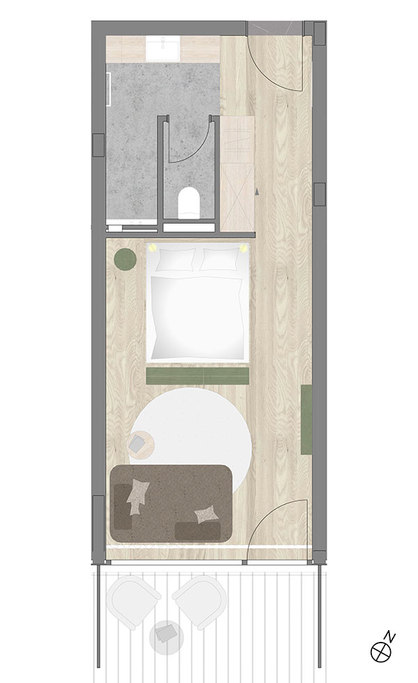 Grundriss Doppelzimmer Lichtzeit mit Balkon im Hotel Fanny